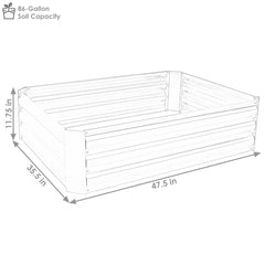 Raised Galvanized Steel Rectangle Garden Bed 47" L x 11" H