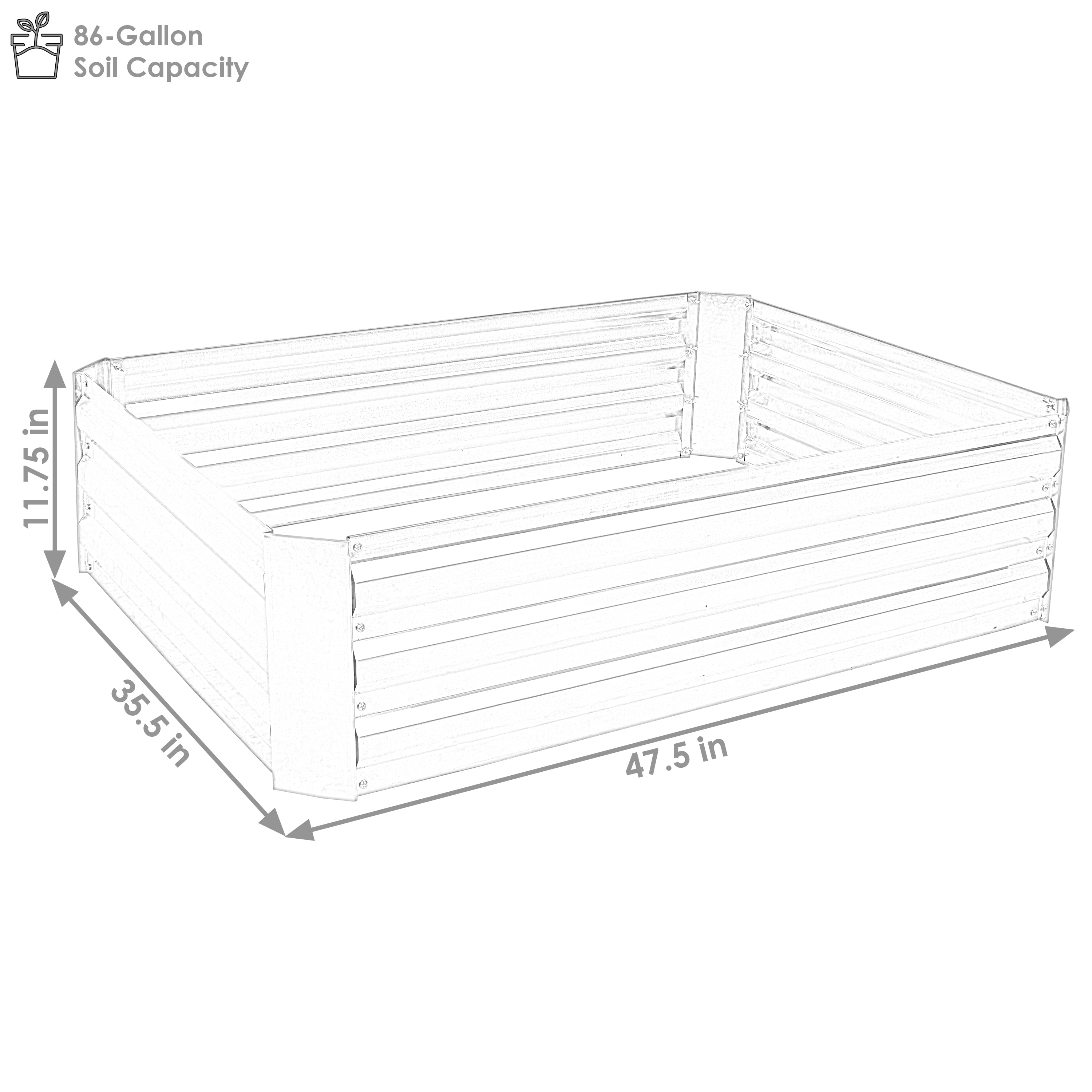  Sunnydaze Decor Raised Galvanized Steel Rectangle Garden Bed 47