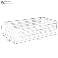 Hot Dip Galvanized Steel Raised Garden Bed - 48" L x 11.75" H Pack of 2