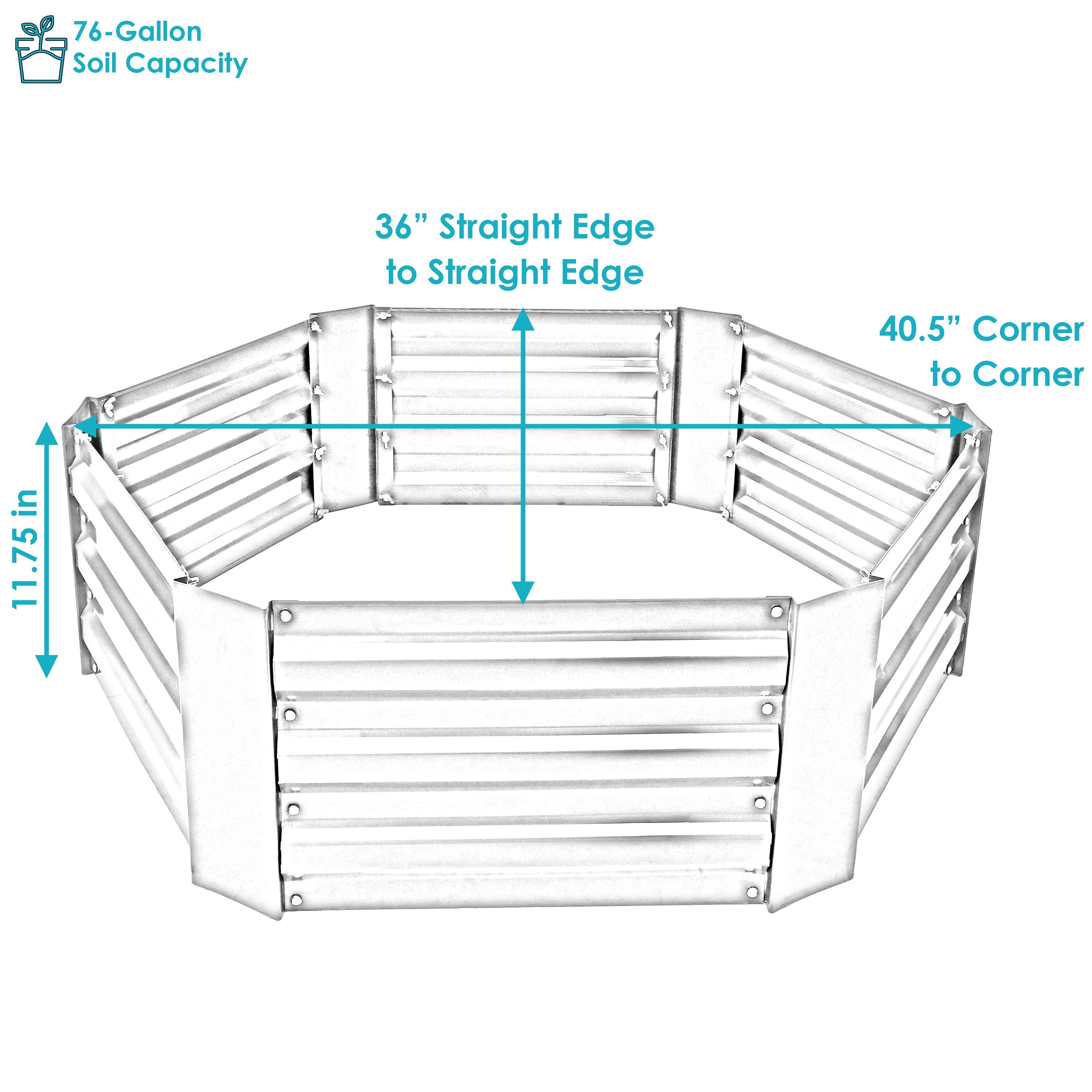  Sunnydaze Decor Hexagon Galvanized Steel Garden Bed 40