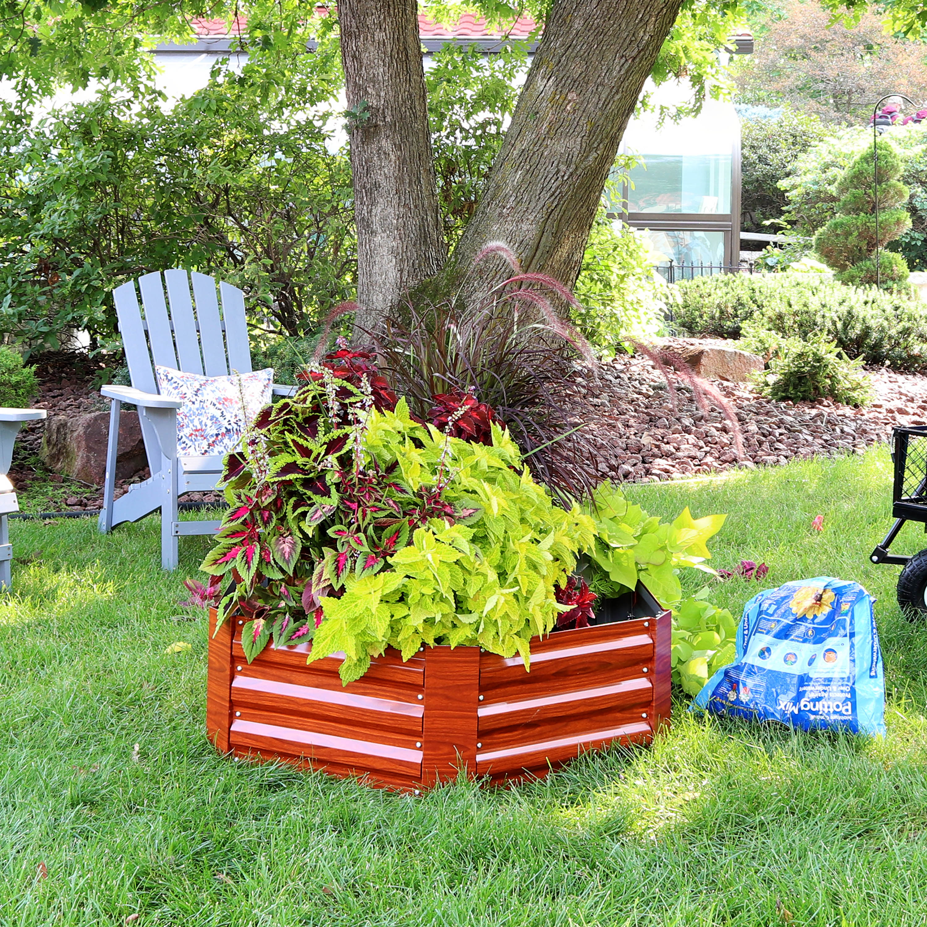  Sunnydaze Decor Hexagon Galvanized Steel Garden Bed 40