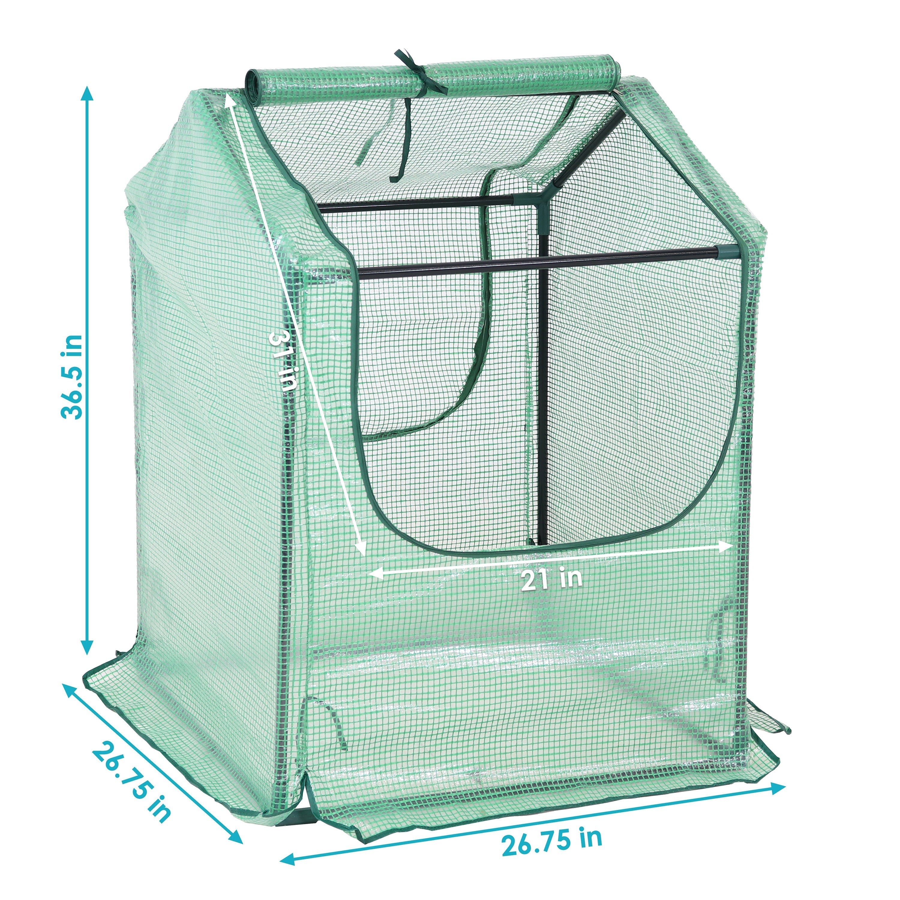  Sunnydaze Decor Mini Greenhouse with 2 Zippered Side Doors - Green - Bonton