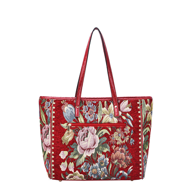  Mellow World Flower Shop Hand-Beaded Tote - Red - Bonton