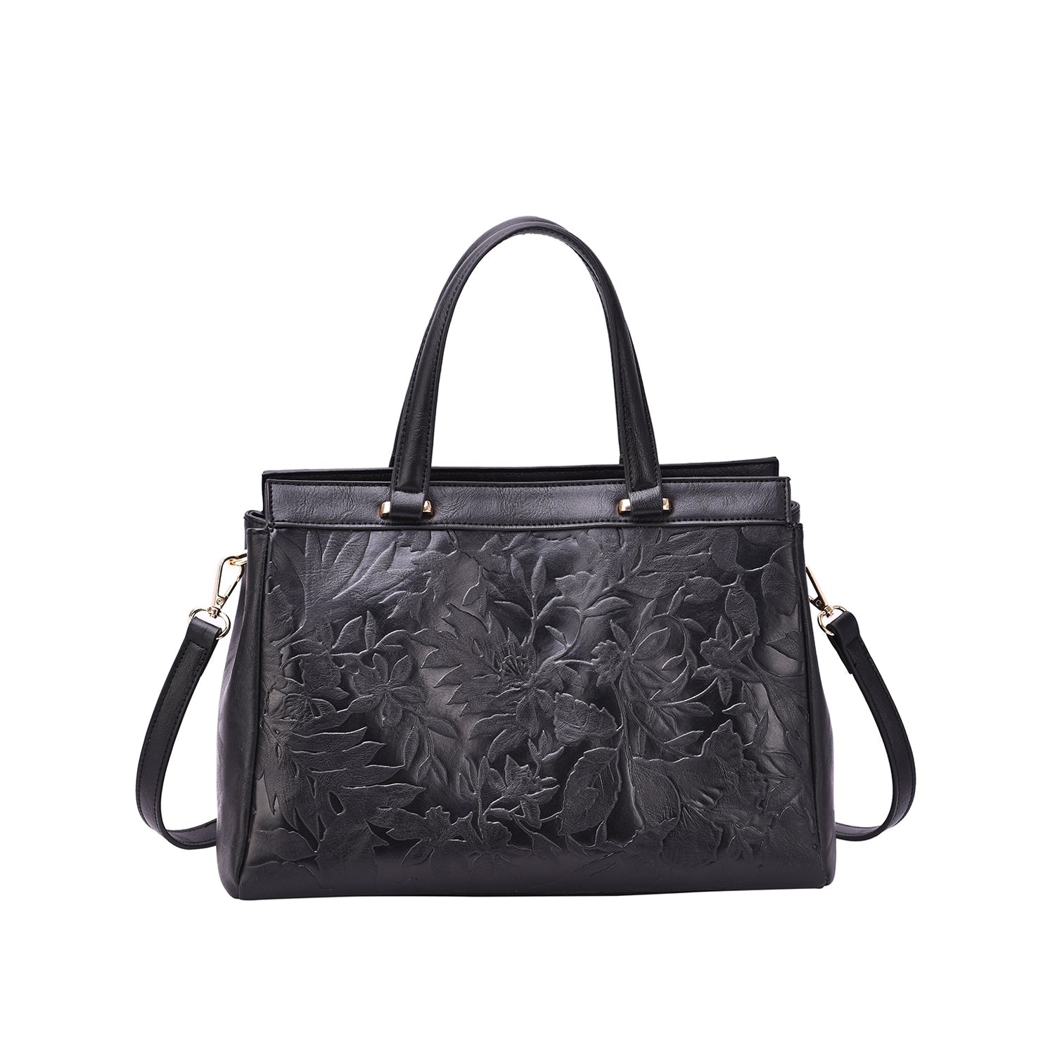 Mellow World Salome Embossed Floral Satchel - Cognac - Bonton