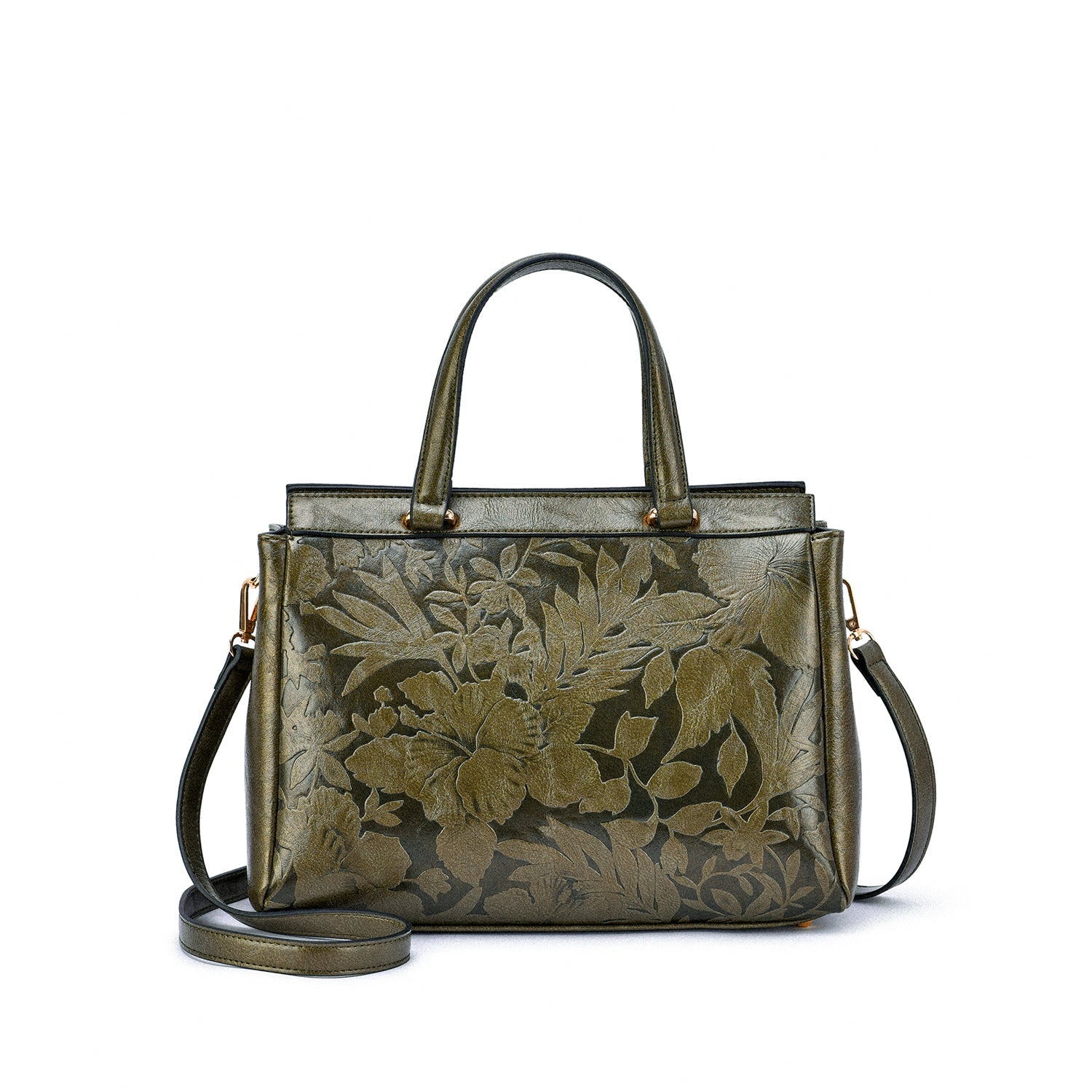  Mellow World Salome Embossed Floral Satchel - Cognac - Bonton