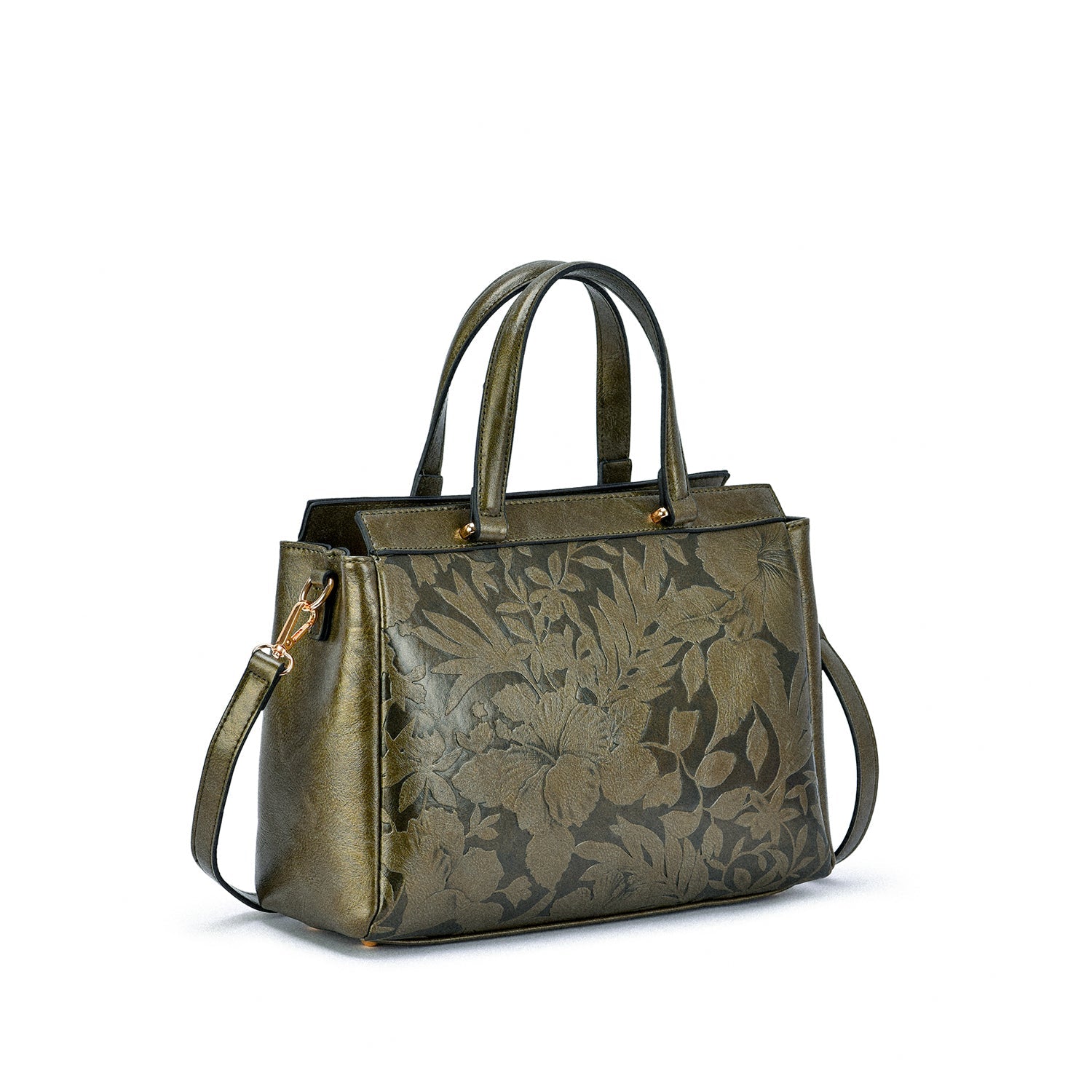  Mellow World Salome Embossed Floral Satchel - Cognac - Bonton