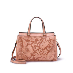 Salome Embossed Floral Satchel
