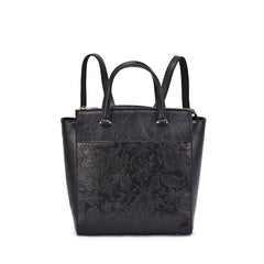 Shia 3D Embossed Floral Convertible Shoulder Bag/Backpack