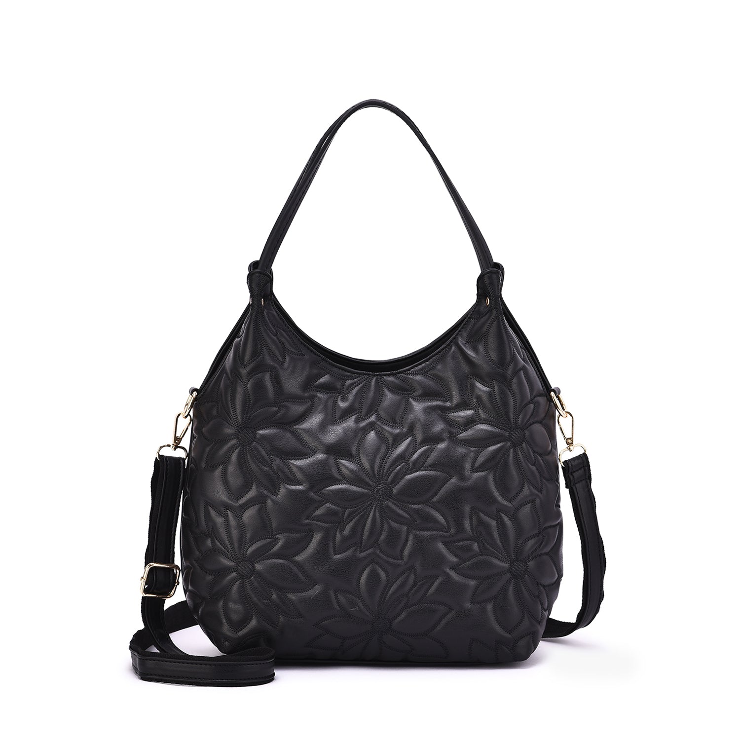  Mellow World Jae Embossed Floral Patterned Hobo - Dustyrose - Bonton