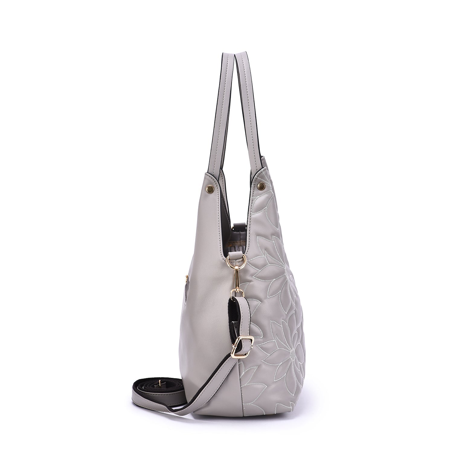  Mellow World Jae Embossed Floral Patterned Hobo - Dustyrose - Bonton