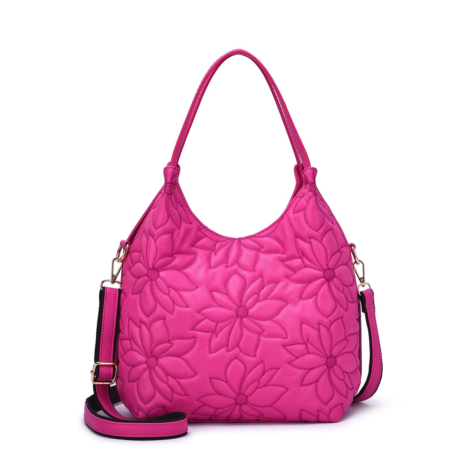  Mellow World Jae Embossed Floral Patterned Hobo - Dustyrose - Bonton