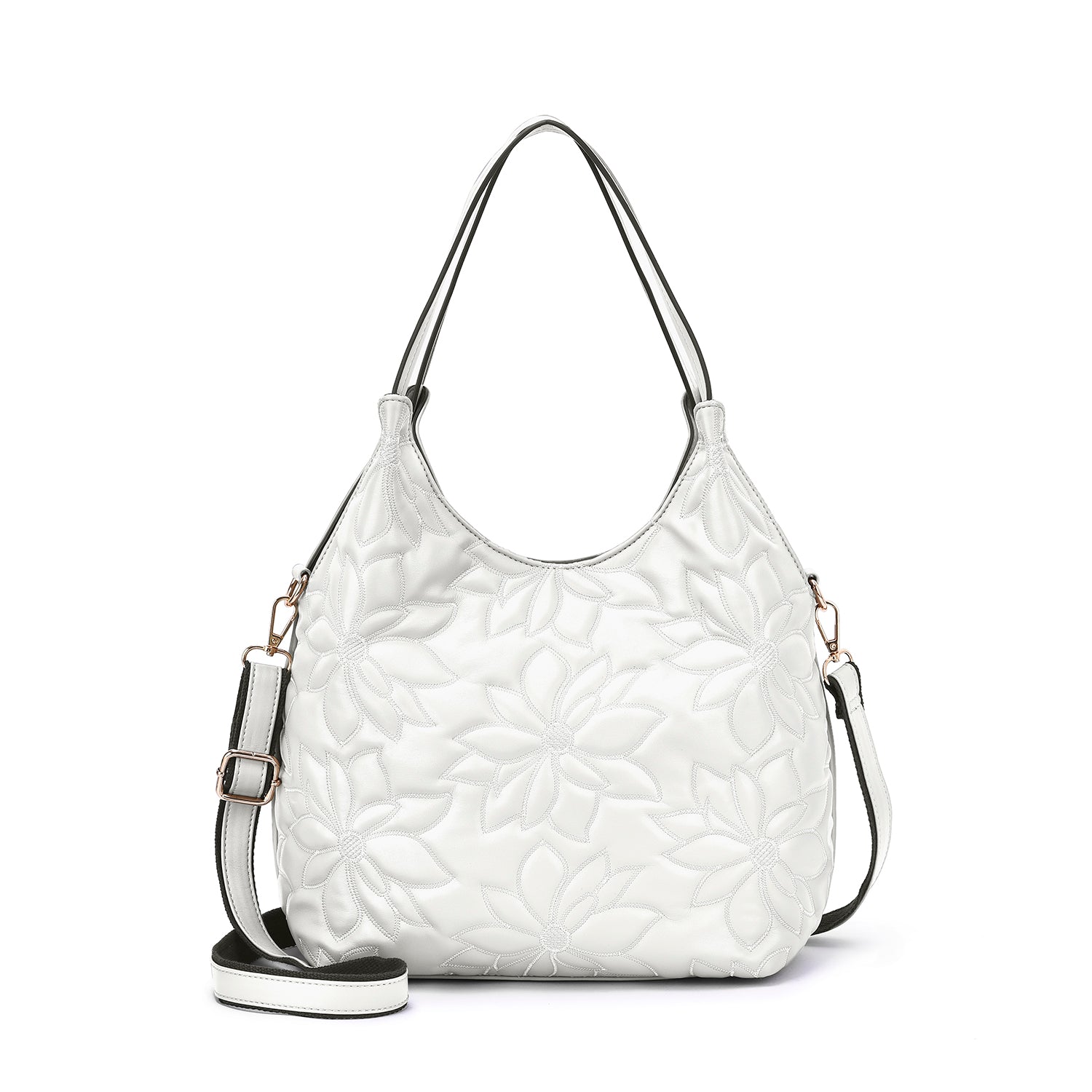  Mellow World Jae Embossed Floral Patterned Hobo - Dustyrose - Bonton