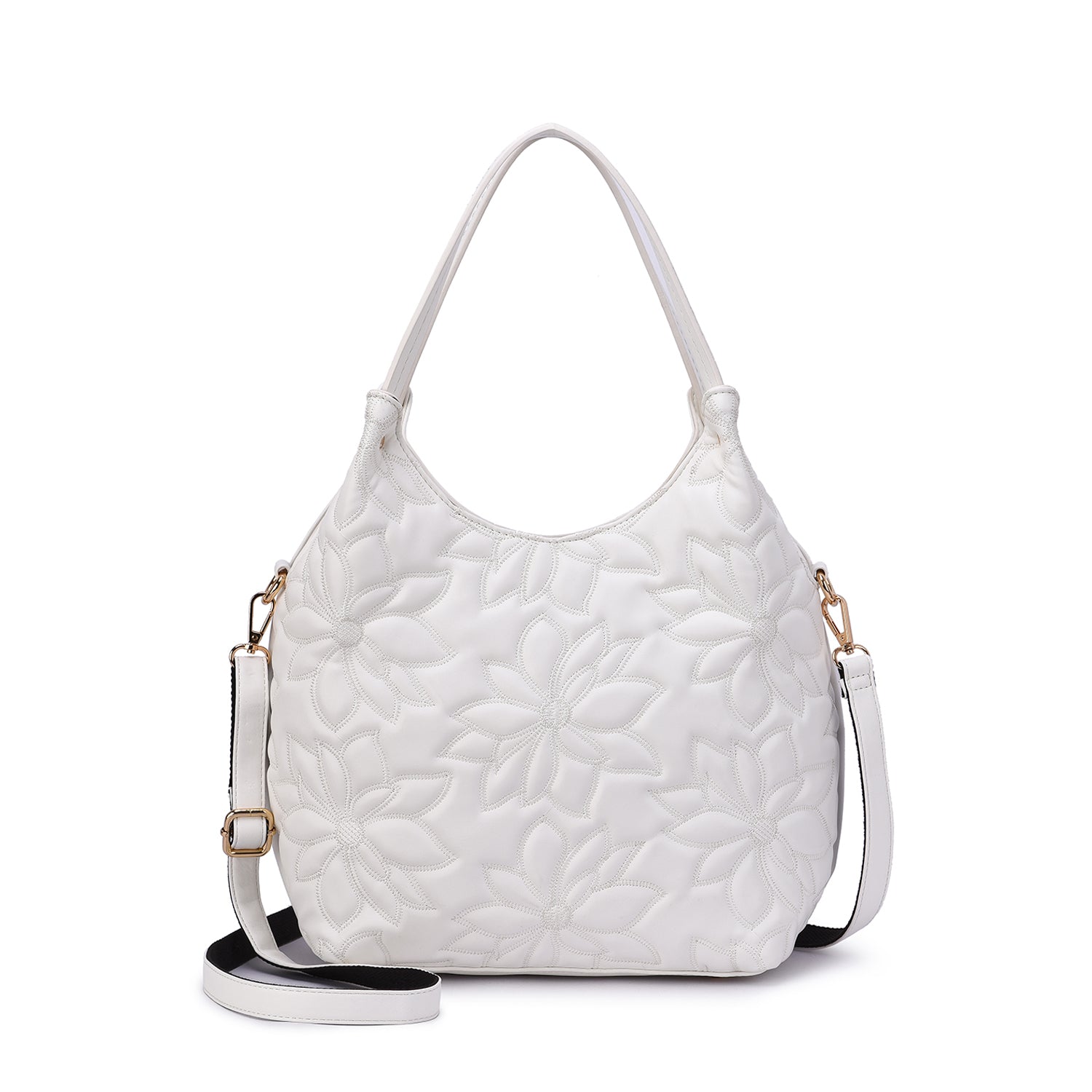  Mellow World Jae Embossed Floral Patterned Hobo - Dustyrose - Bonton