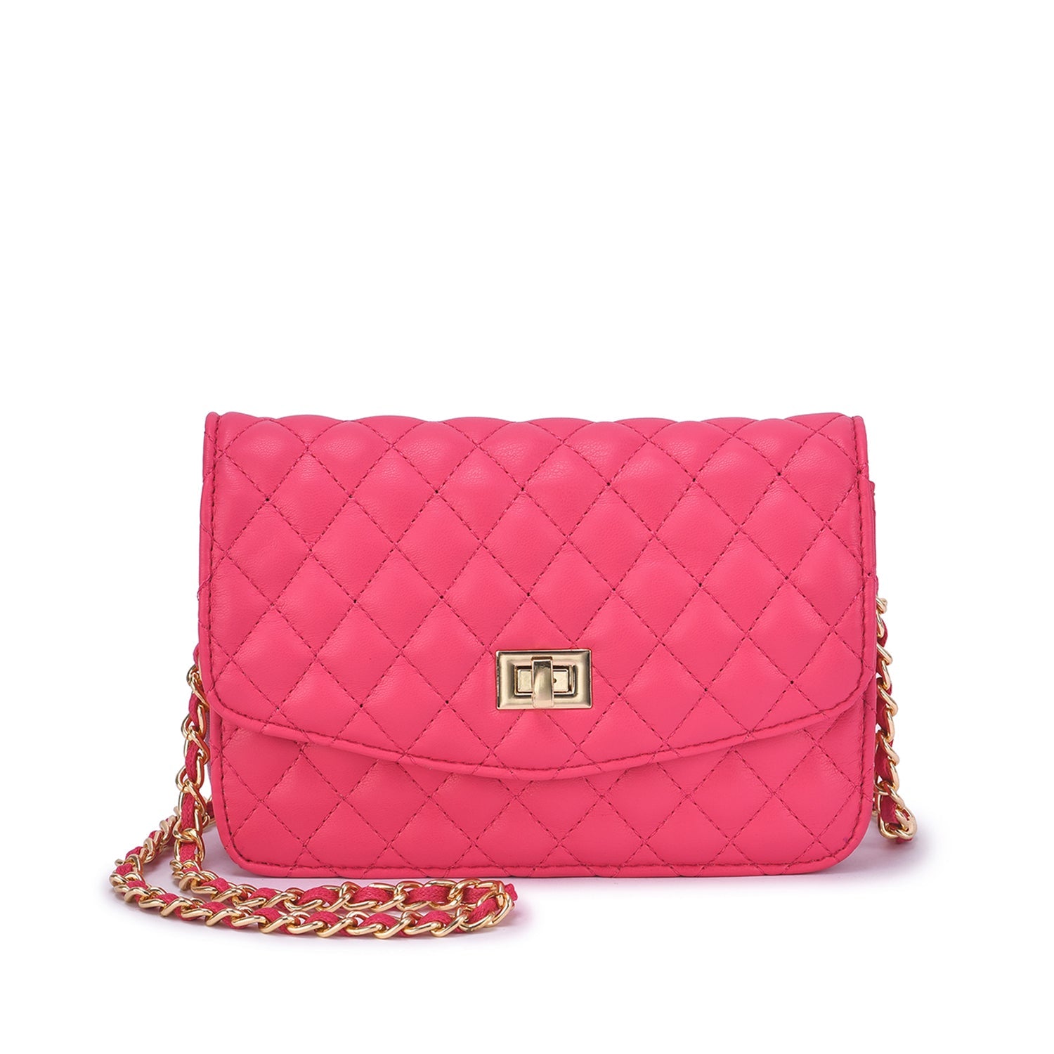  Mellow World Amanda Quilted Crossbody Clutch - Fuchsia - Bonton