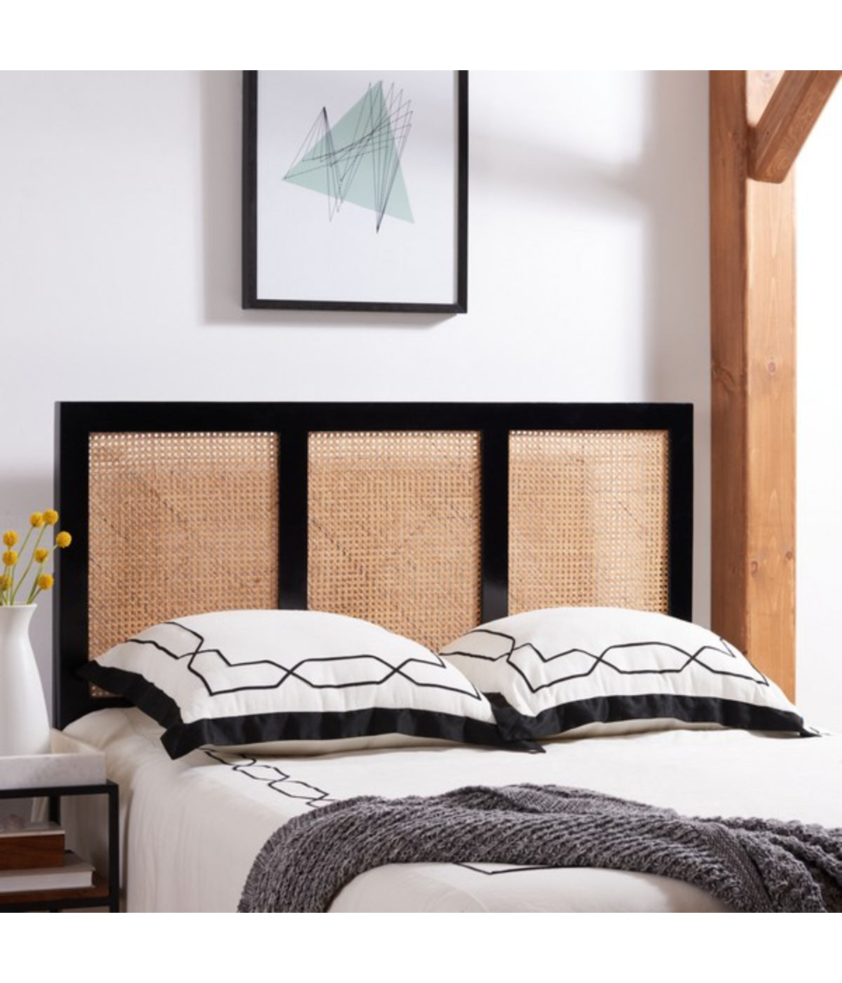  Safavieh Vienna Cane Headboard Black & Natural - Black & Natural - Bonton