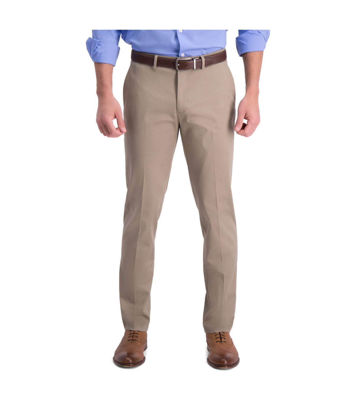 Haggar Men's Iron Free Premium Khaki-Slim/Straight Fit Med Khaki