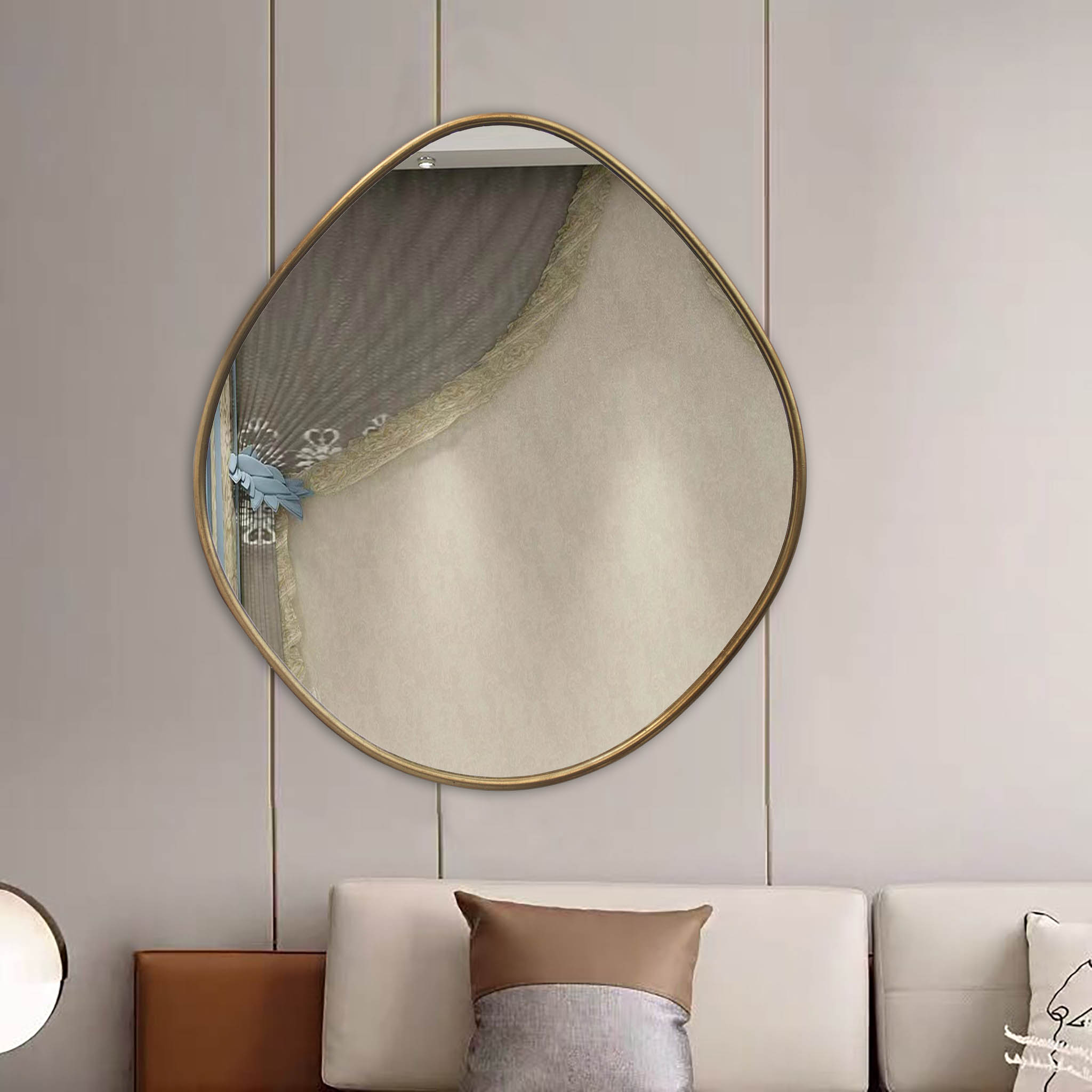  Paris Loft Large Irregular Metal Framed Gold Mirror - Gold - Bonton