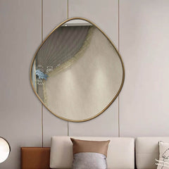 Large Irregular Metal Framed Gold Mirror