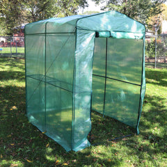 Portable Growing Rack Petite Deluxe Mini Walk-In Greenhouse with Roll-Up Door - 1 Shelf - Green