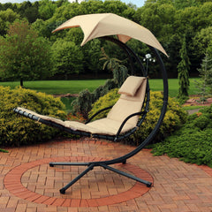 Hanging Chaise Floating Lounge Chair with Canopy Umbrella and Stand Pack of 2