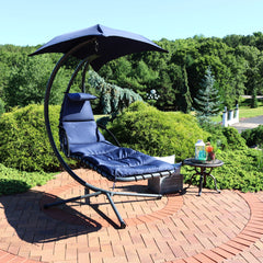 Hanging Chaise Floating Lounge Chair with Canopy Umbrella and Stand