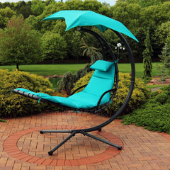 Hanging Chaise Floating Lounge Chair with Canopy Umbrella and Stand Pack of 2