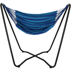 Hanging Rope Hammock Chair with Space-Saving Stand - 330 lb Weight Capacity