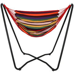 Hanging Rope Hammock Chair with Space-Saving Stand - 330 lb Weight Capacity