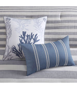 Brooks 5 Piece Oversized Cotton Stripe Comforter Set White/Blue