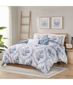 Pismo Beach 5 Piece Cotton Duvet Cover Set with Throw Pillows Blue/White