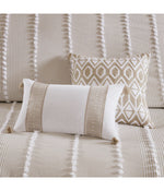 Anslee Embroidered Cotton Square Decorative Pillow Taupe