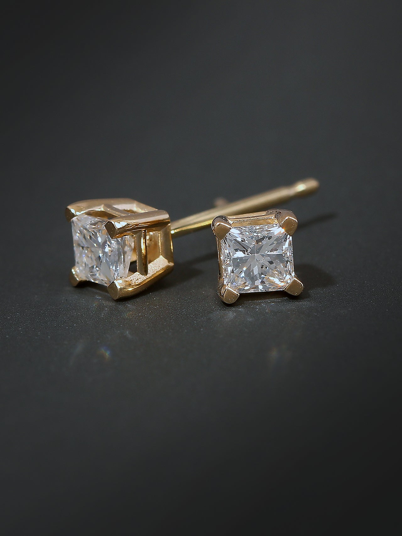  May & June 1/2ct TDW Diamond Solitaire Stud Earrings in 14k Gold - White - Bonton