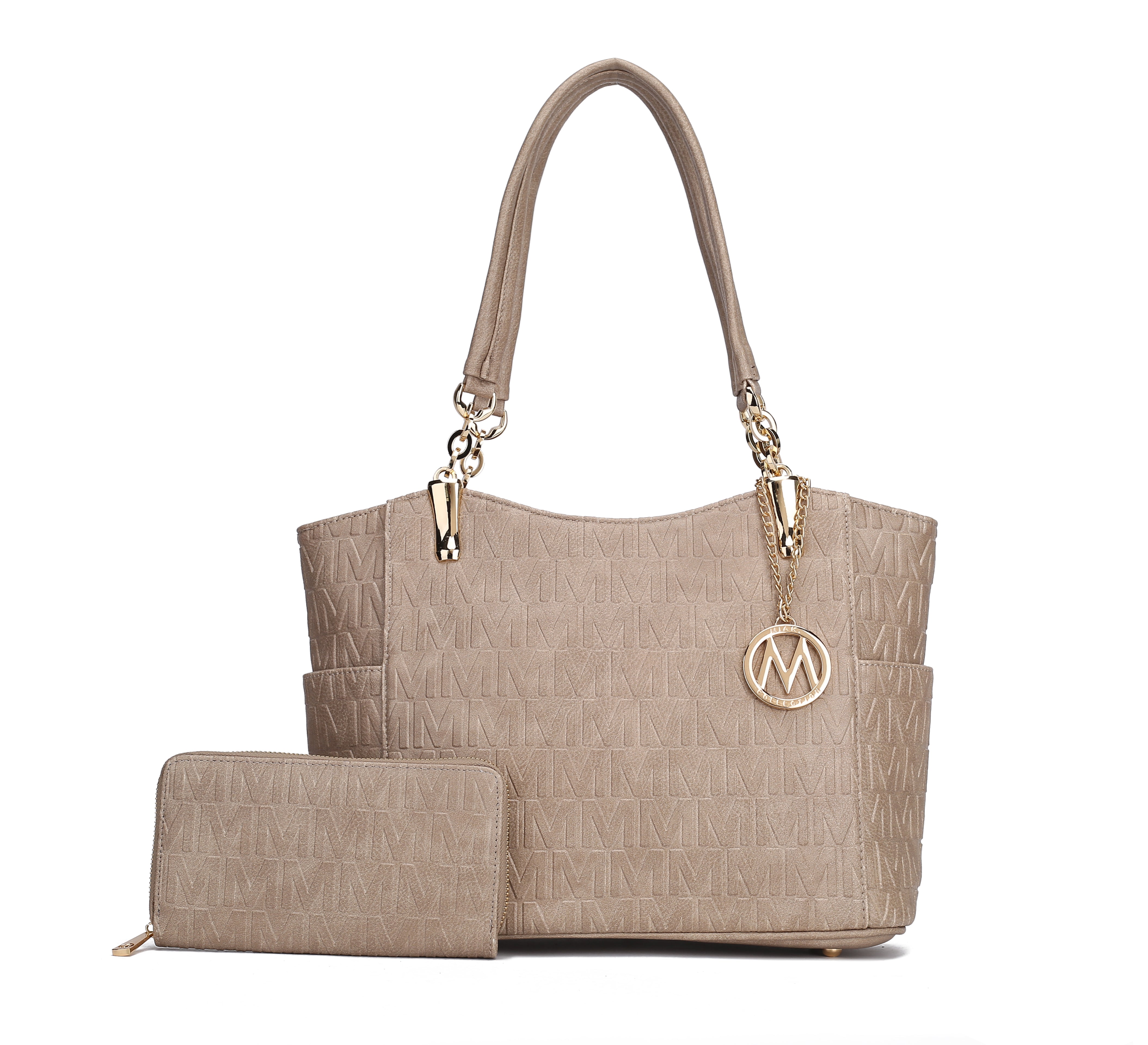  MKF Collection Allison Signature Tote Bag and Wallet Set - Beige - Bonton