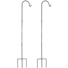 Heavy-Duty Steel Garden Hanging Bird Feeder Plant Shepherd Hooks - Black - 2 Pack