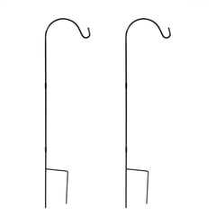 Heavy-Duty Steel Garden Hanging Bird Feeder Plant Shepherd Hooks - Black - 2 Pack