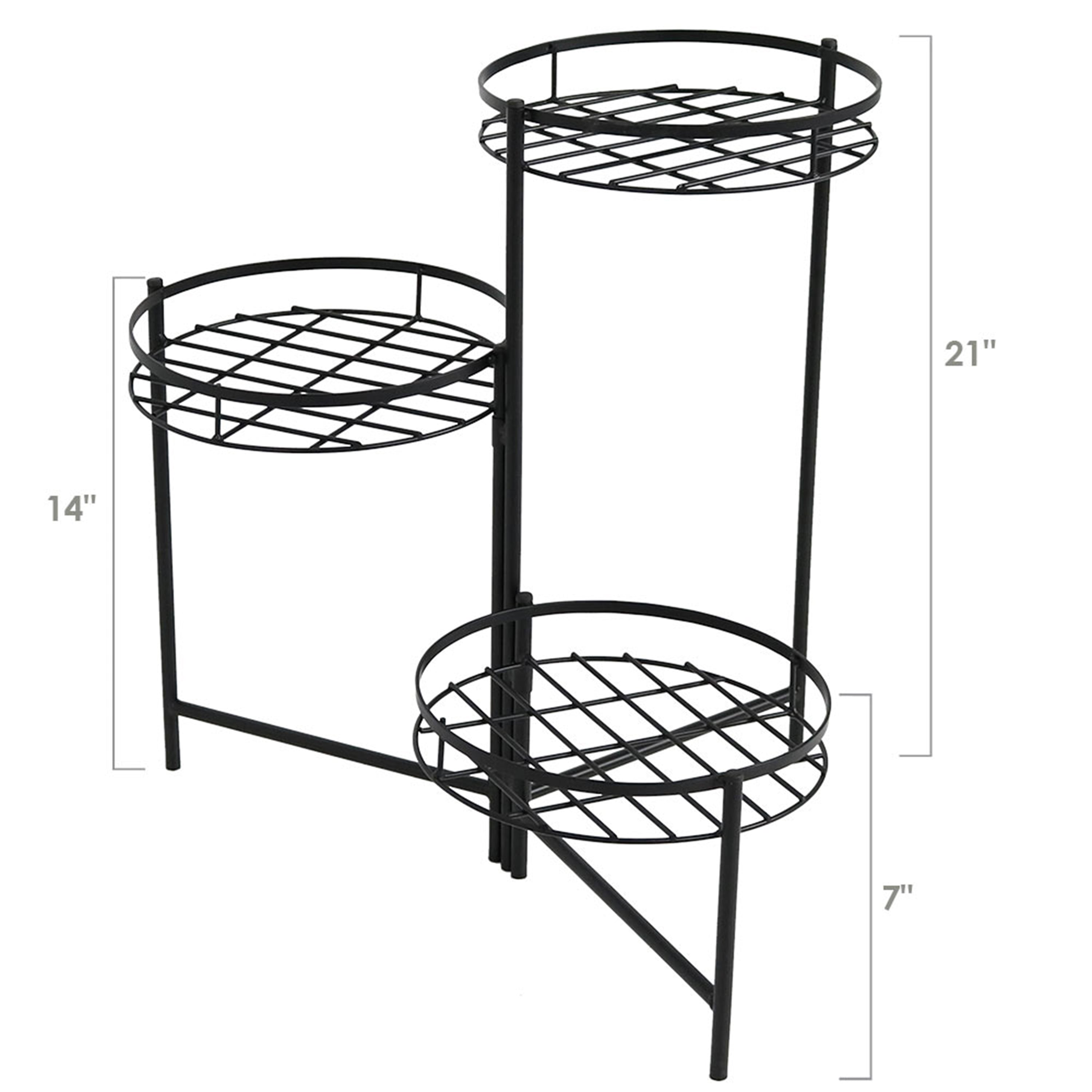  Sunnydaze Decor Indoor/Iron Metal 3-Tiered Decorative Flower Plant Pot Holder Stand Display - Set of 2 - Black - Bonton