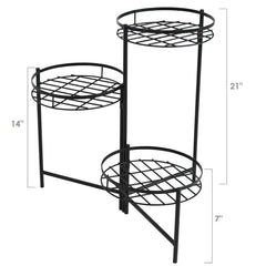 Indoor/Iron Metal 3-Tiered Decorative Flower Plant Pot Holder Stand Display - Set of 2