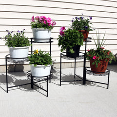 Indoor/Iron Metal 3-Tiered Decorative Flower Plant Pot Holder Stand Display - Set of 2