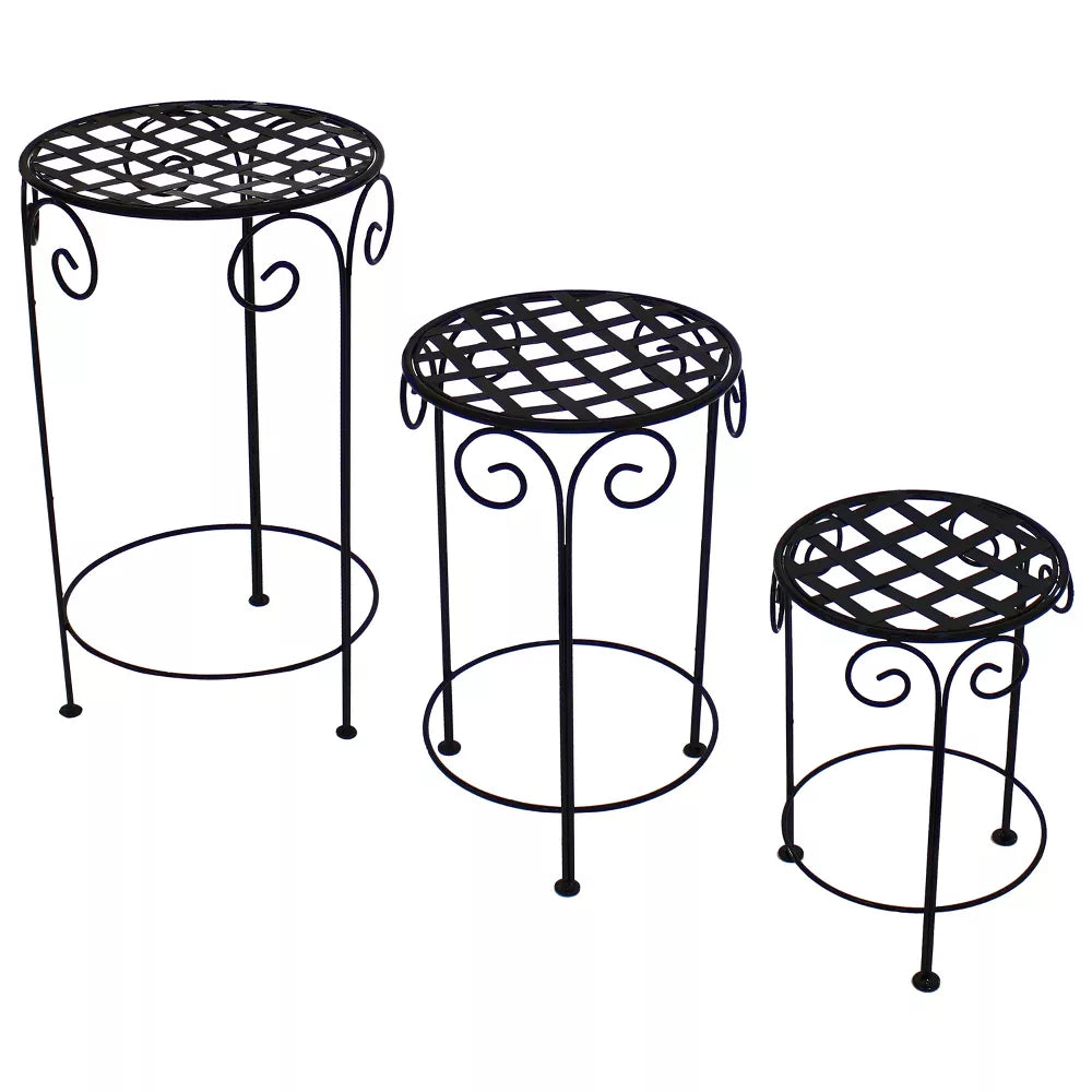  Sunnydaze Decor Indoor/Iron Metal Potted Flower Plant Stand with Scroll Design - 24