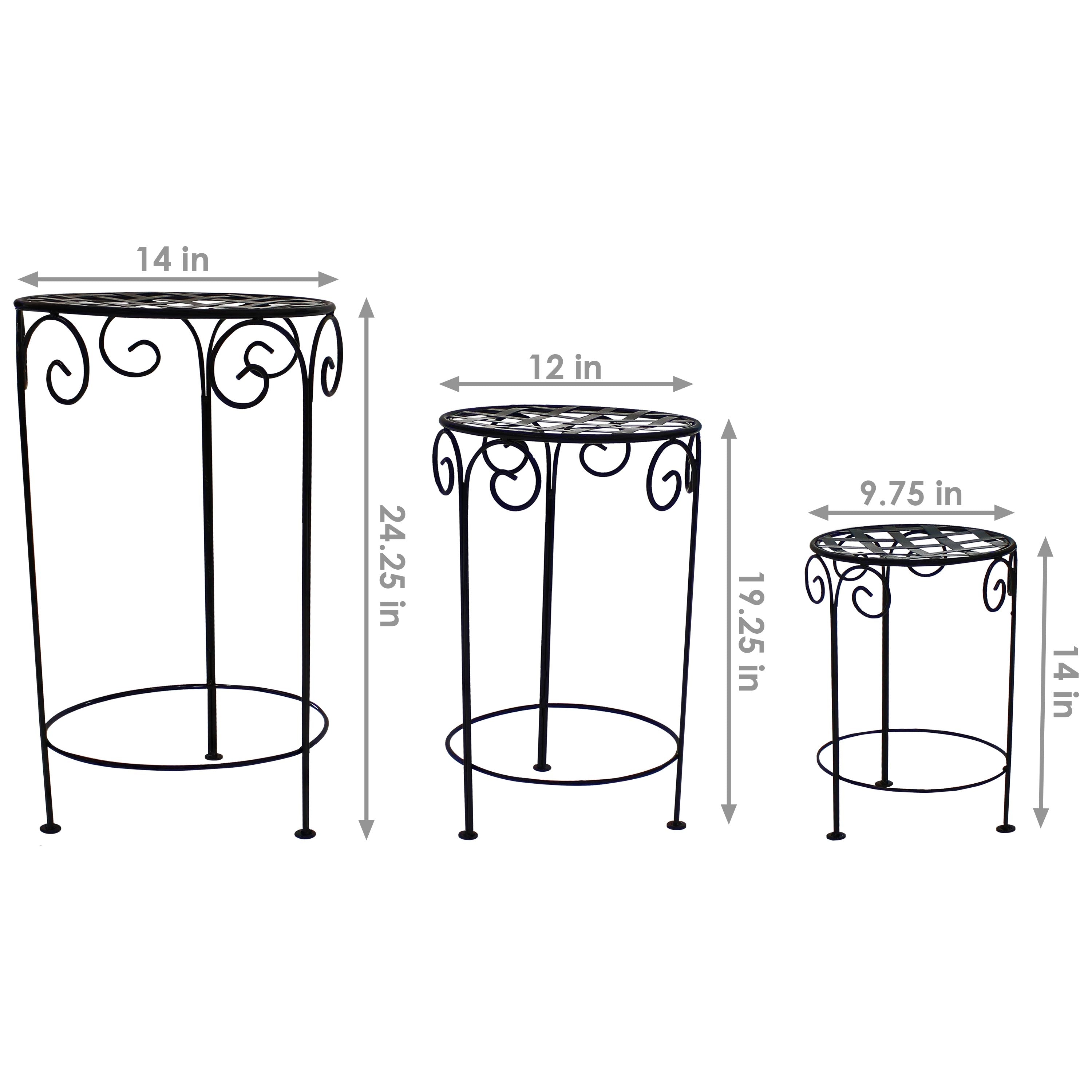  Sunnydaze Decor Indoor/Iron Metal Potted Flower Plant Stand with Scroll Design - 24