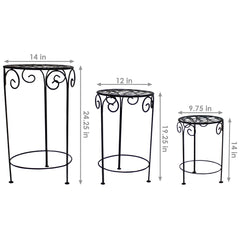 Indoor/Iron Metal Potted Flower Plant Stand with Scroll Design - 24" - 3 Piece Set