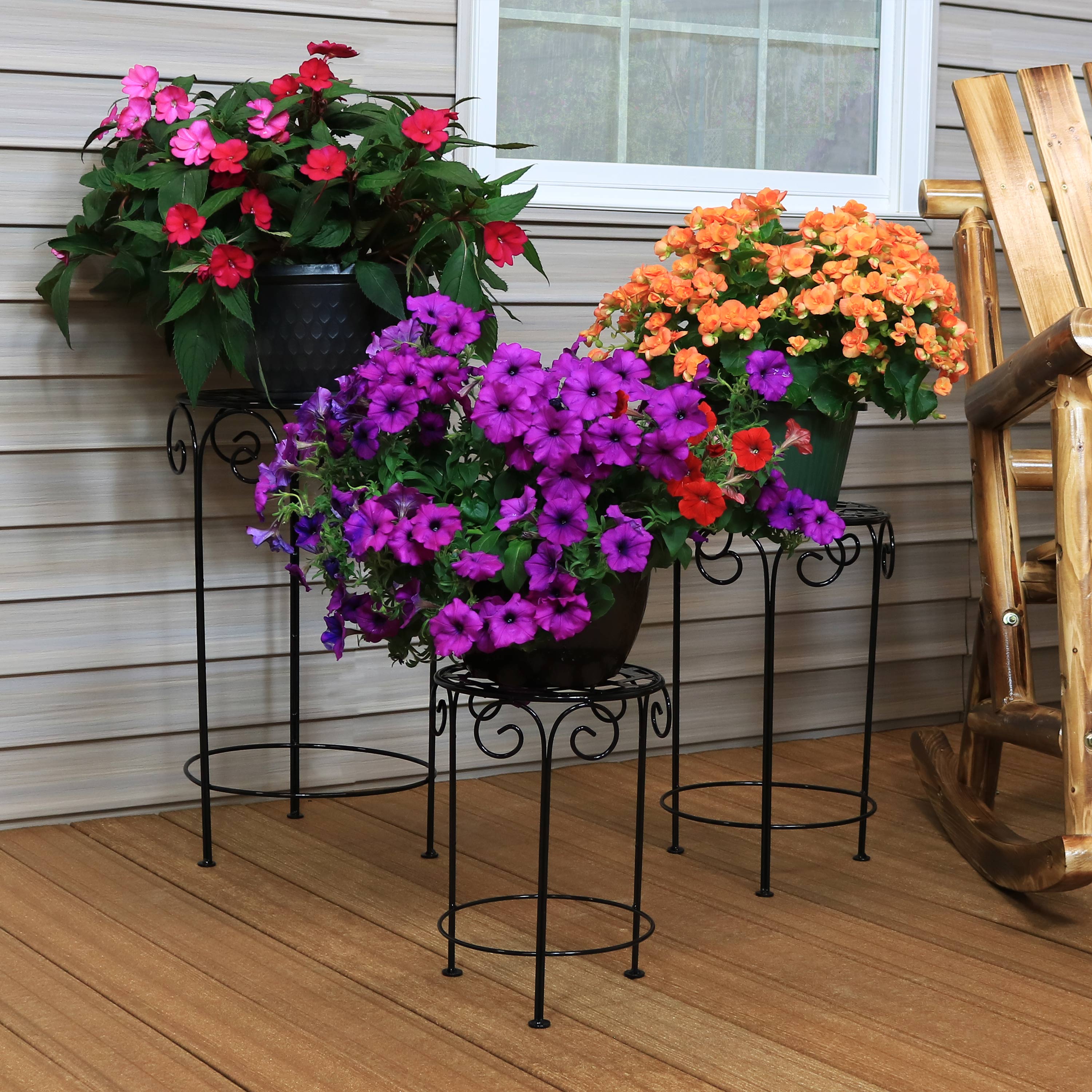  Sunnydaze Decor Indoor/Iron Metal Potted Flower Plant Stand with Scroll Design - 24