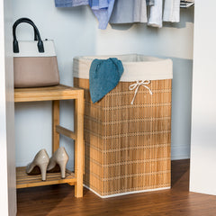 Bamboo Wicker Laundry Hamper with Removable Canvas Bag