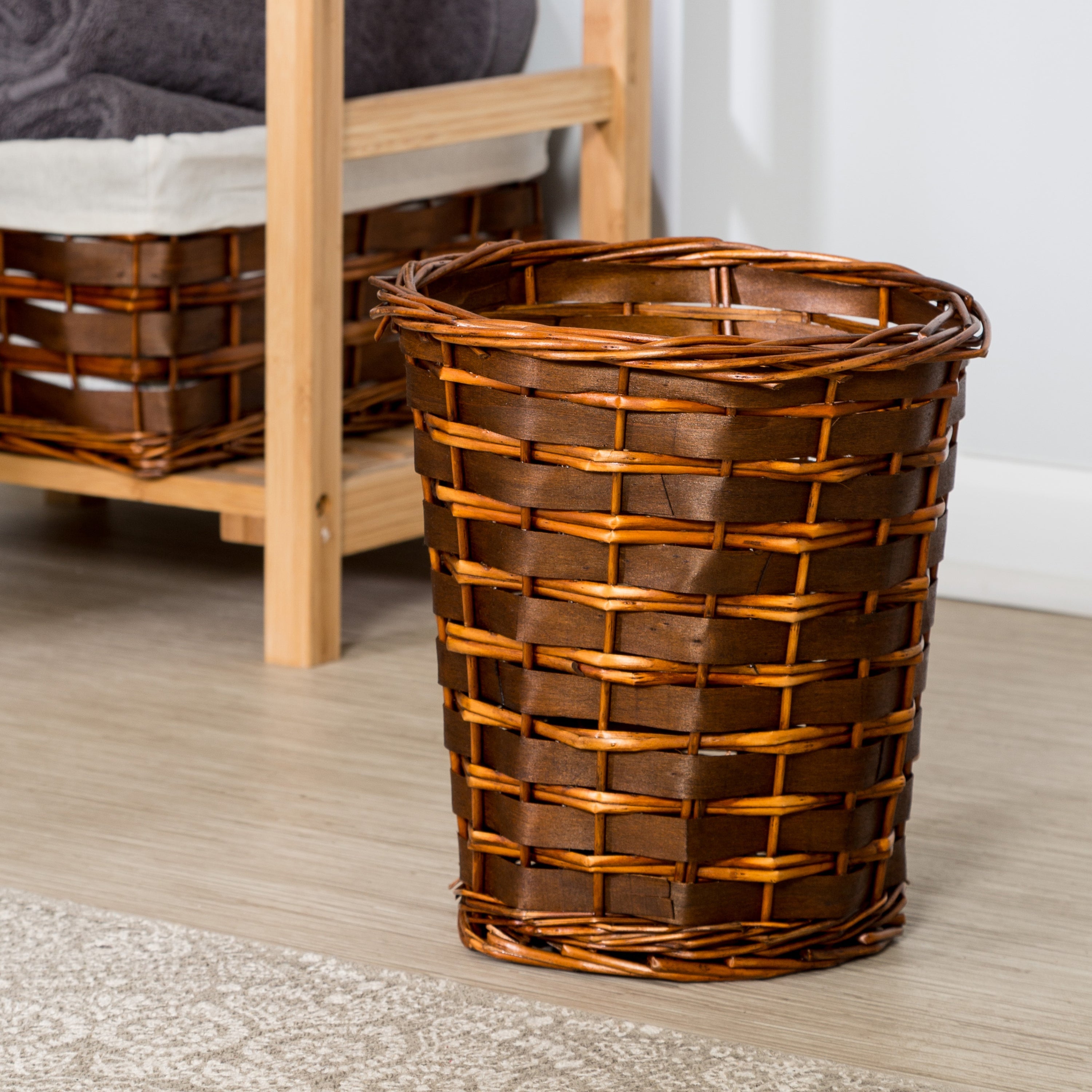  Honey-Can-Do Wicker Hamper and Bath Combo 7 Piece Set - Brown - Bonton