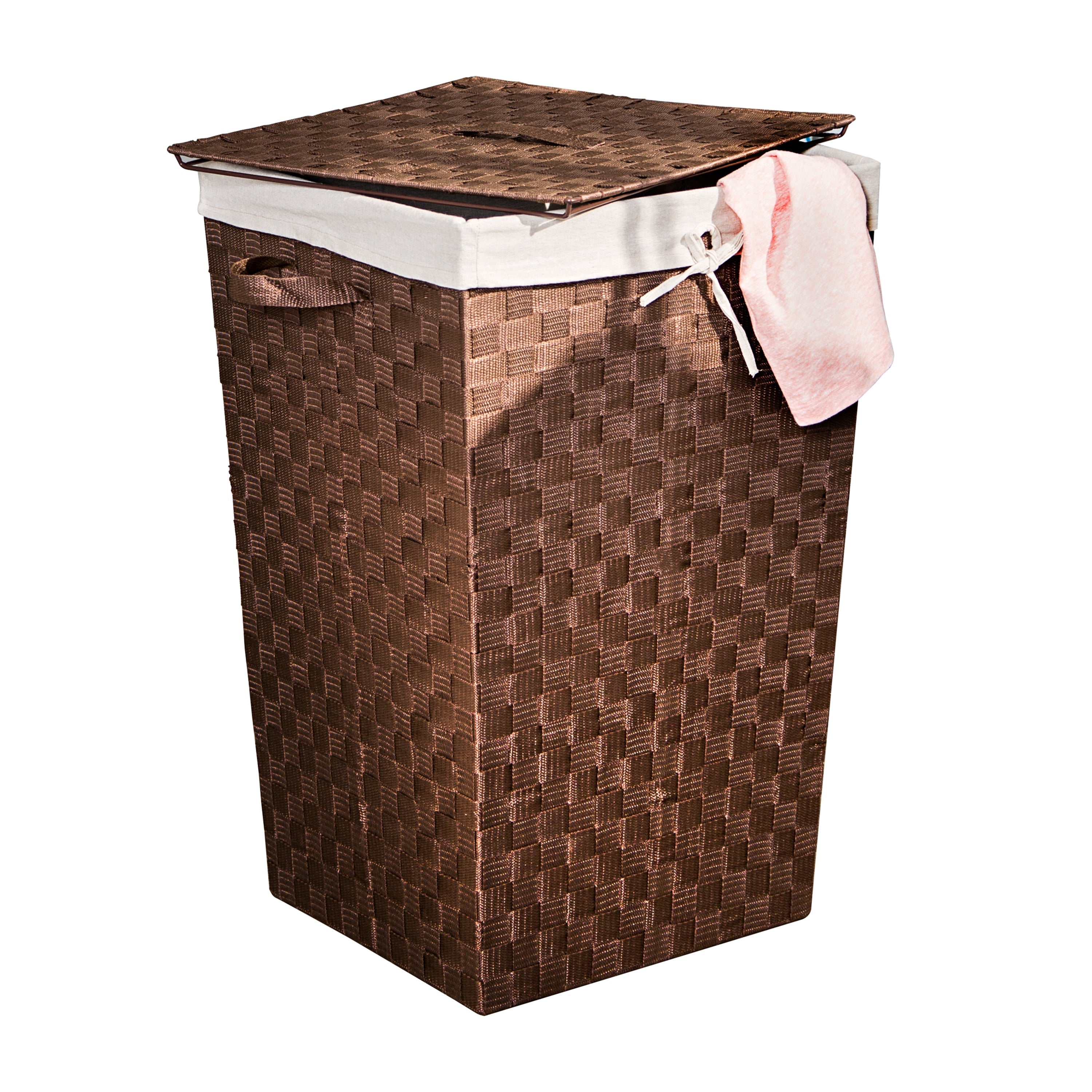  Honey-Can-Do Woven Strap Hamper with Lid - Brown - Bonton