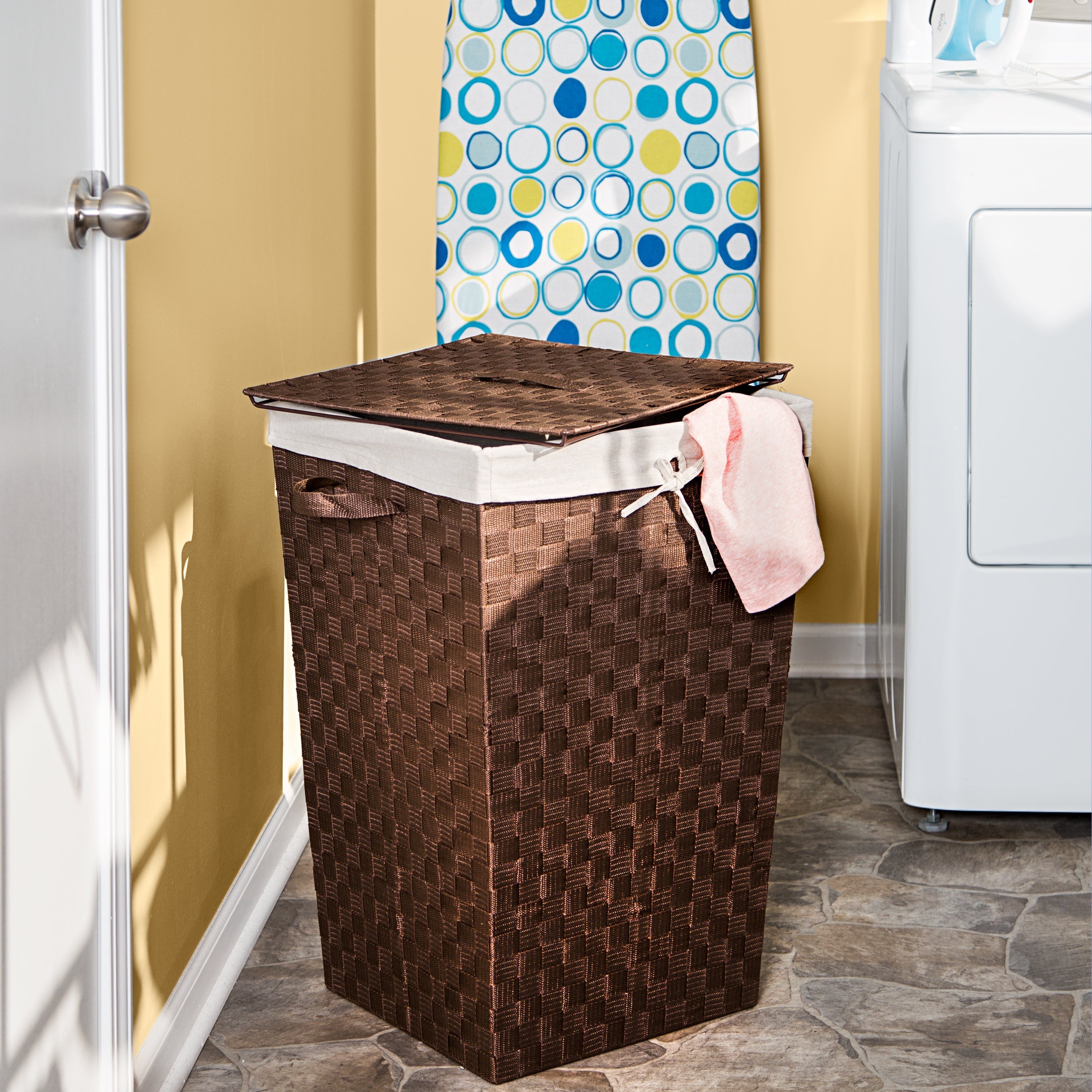  Honey-Can-Do Woven Strap Hamper with Lid - Brown - Bonton