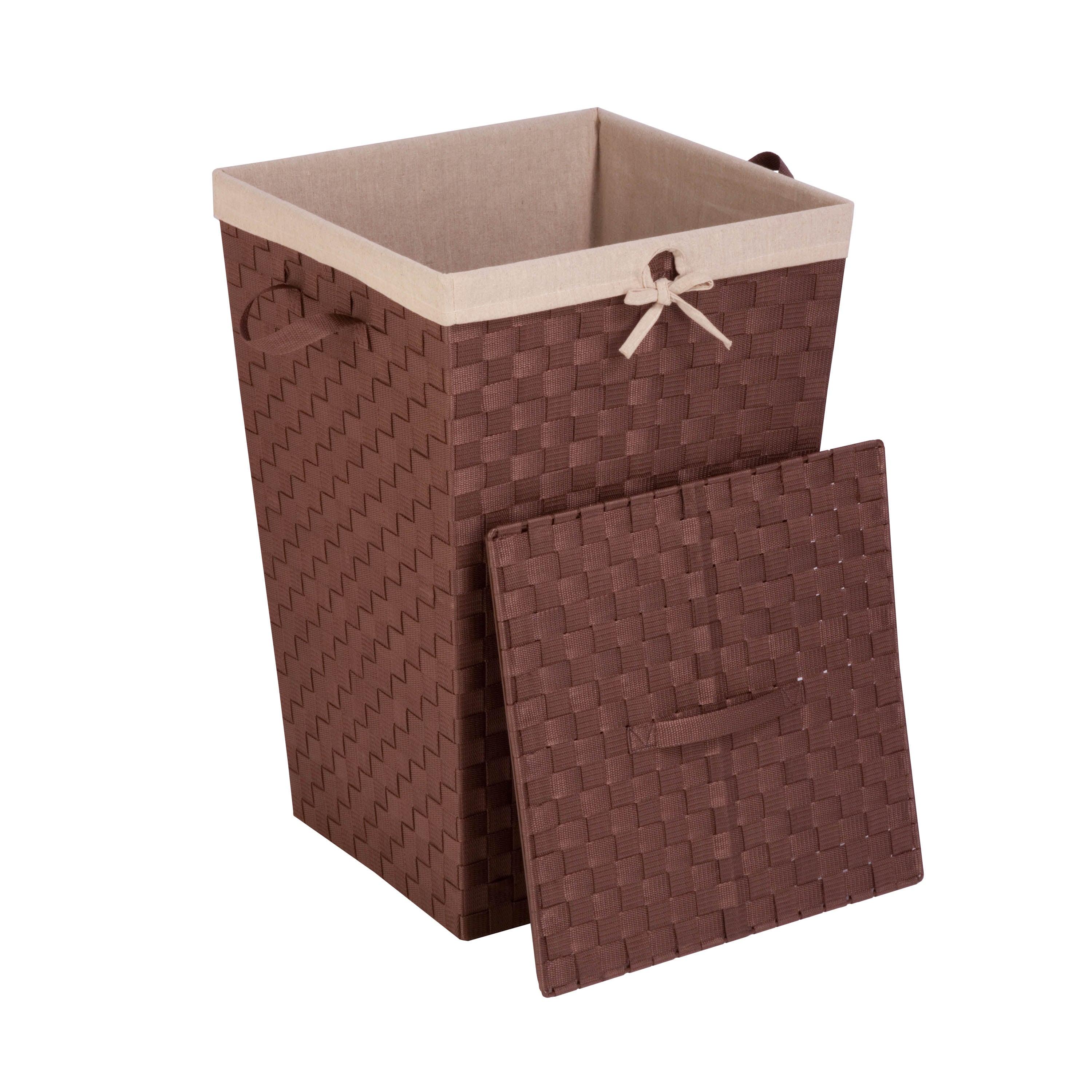  Honey-Can-Do Woven Strap Hamper with Lid - Brown - Bonton