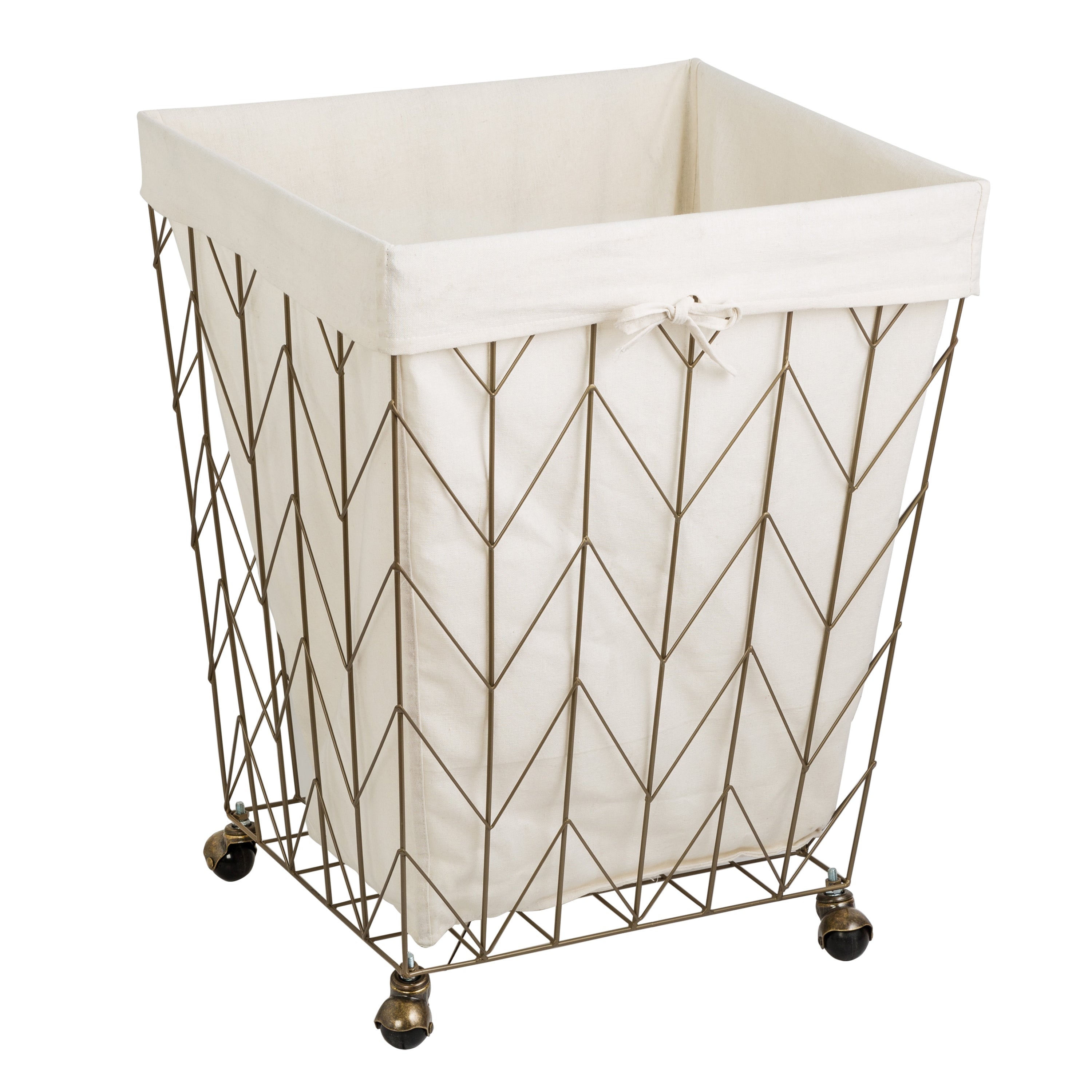  Honey-Can-Do Chevron Wire Hamper - Antique Gold - Bonton