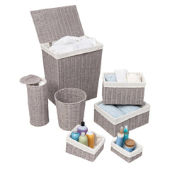 Twisted Paper Rope Woven Bathroom Storage Basket 7 Piece Set