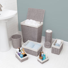 Twisted Paper Rope Woven Bathroom Storage Basket 7 Piece Set